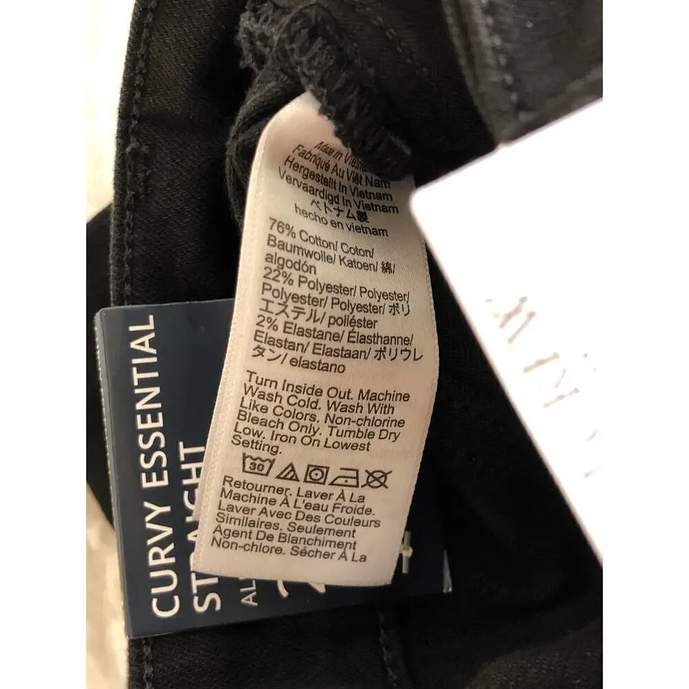 J. Crew Factory Curvy Essential Jeans Straight Leg All Day Stretch Black NWT 33